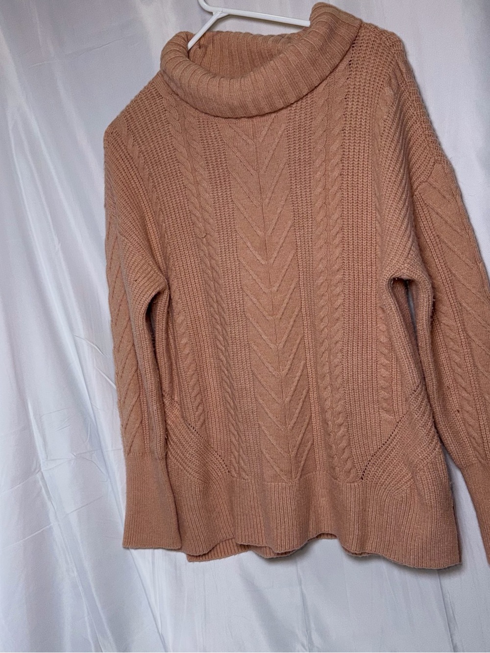 Elie Tahari Cozy Cable Knit Turtleneck Sweater in Pink